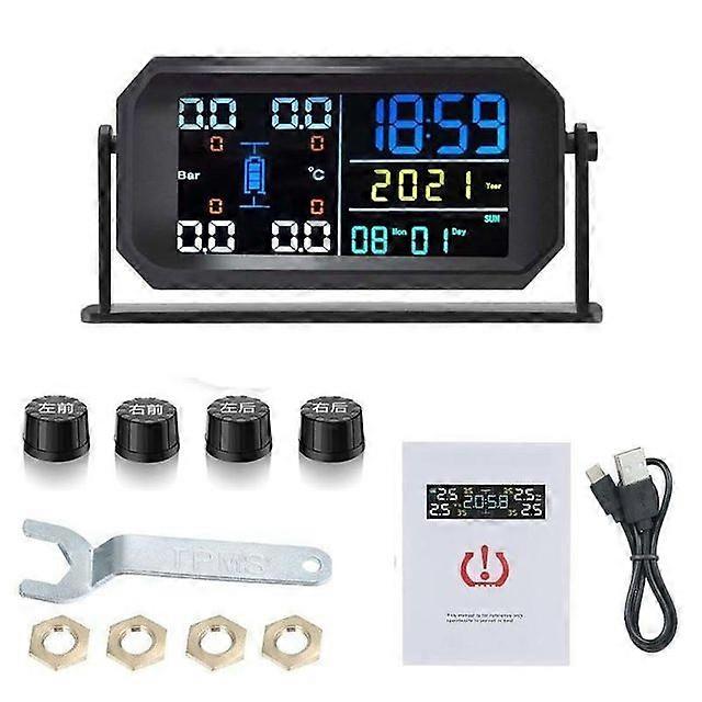 2023 Solar Clock TPMS Tire Pressure Monitoring System Solar Power Digital TMPS tire air pressure sensor wheels pressure sensors