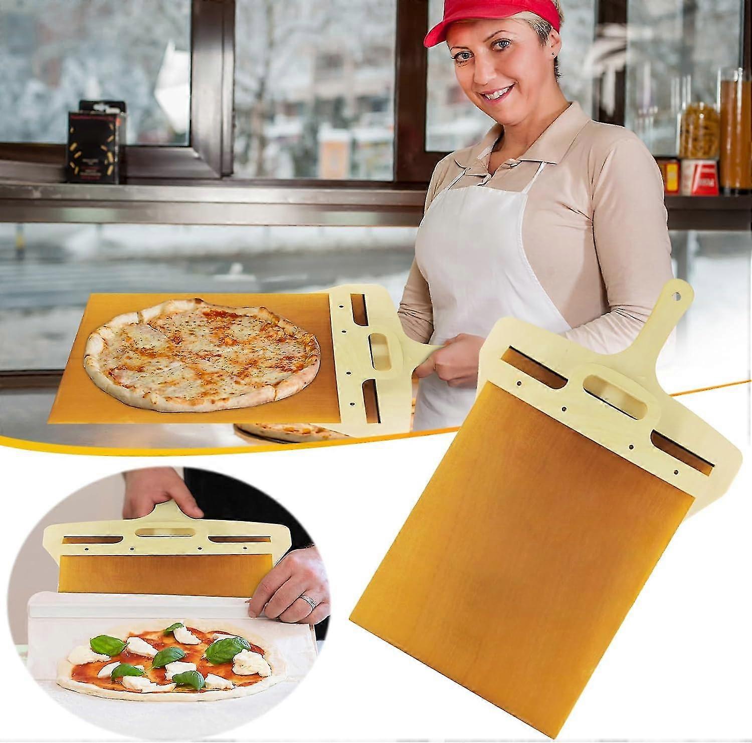 滑动披萨皮 - 带手柄的披萨皮铲，洗碗机安全的披萨皮