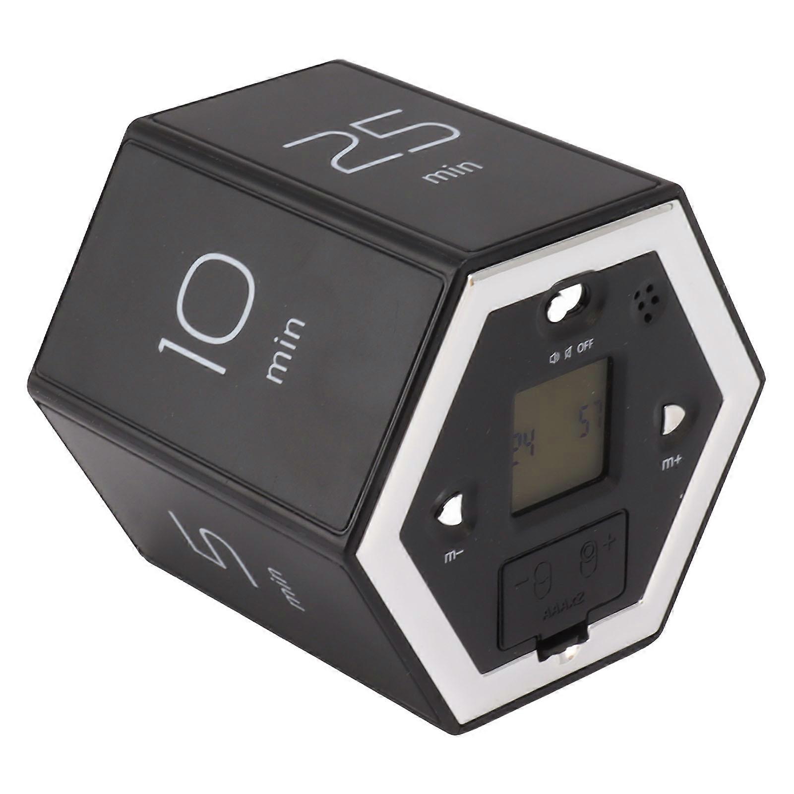 Hex Flip Timer with Mute Alarm Function Magnetic Time Management Cube Timer with LCD Screen for Cooking Studying Working