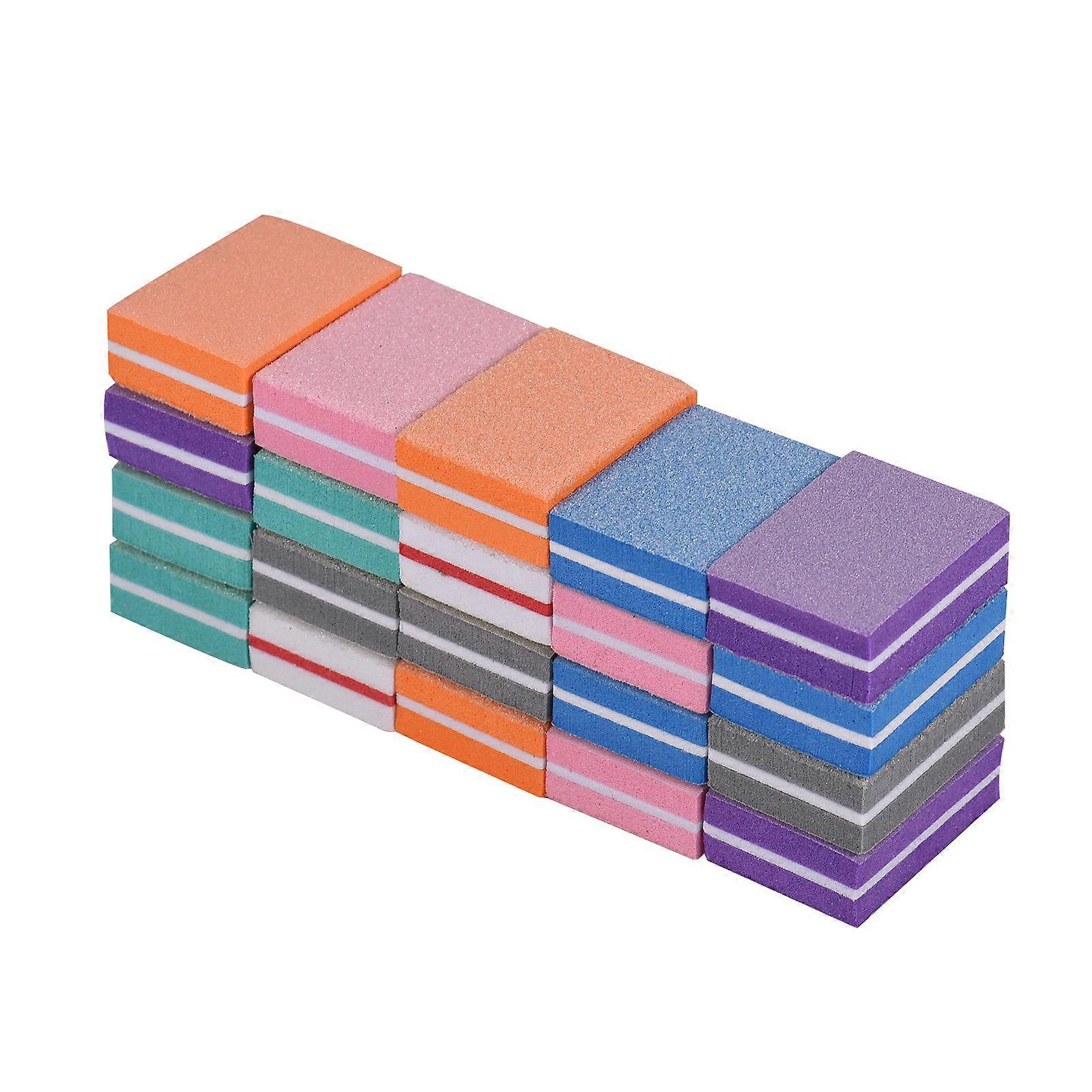 10Pcs Double-sided Mini Nail File Blocks Colorful Sponge Nail Polish Sanding Buffer Strips Polishing Manicure Tools