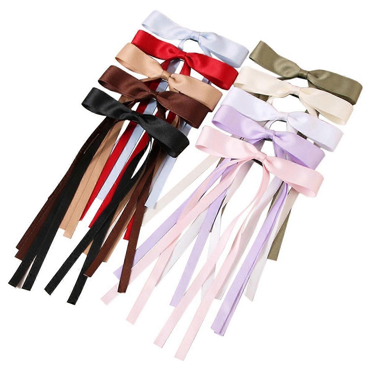 Lot de 10 barrettes à cheveux pour femme, nœuds à longue queue, accessoires