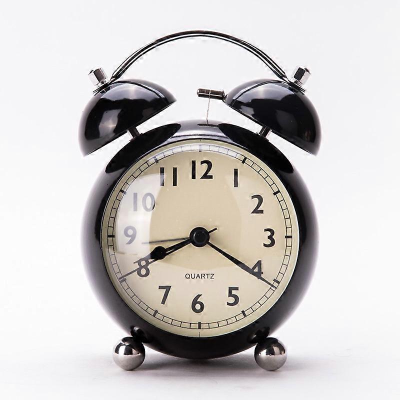 Retro metal pointer desk clock student night light creative bell alarm clock