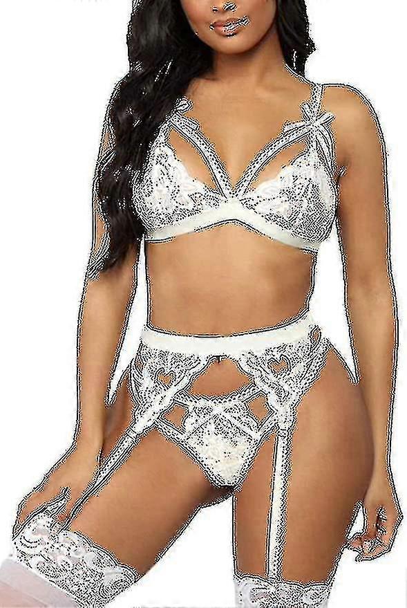 Set de lencería de liga de encaje para mujer