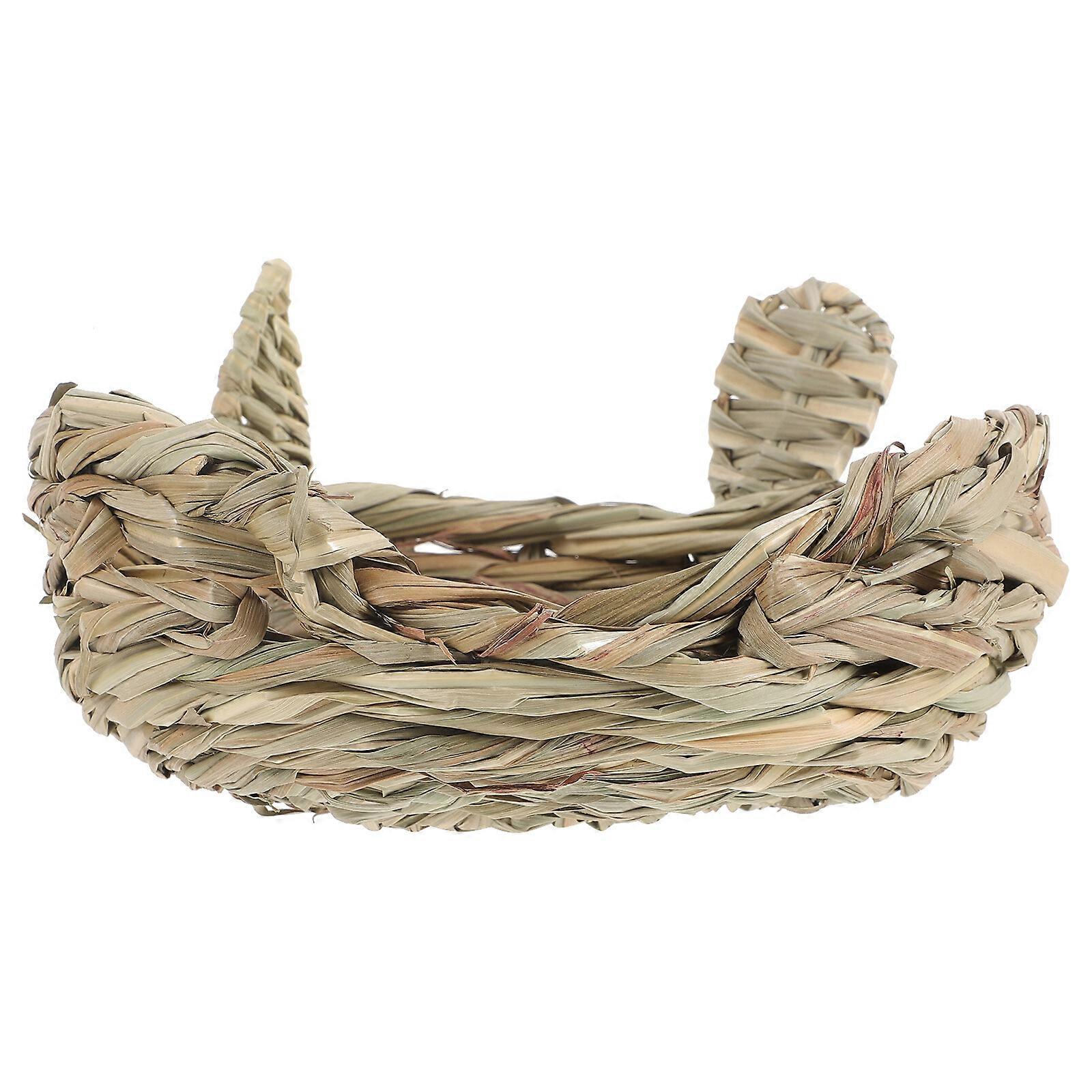 Woven Straw Mat Bedding Guinea Pig Nest Pet Cage Chewing Toy Hamster Nest