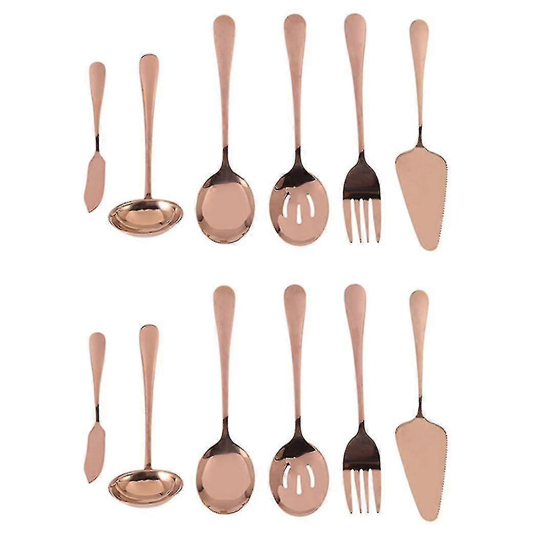 12-piece Serving Flatware Silverware Set, Serving Utensil Set,include Cake Server, Slotted Serving