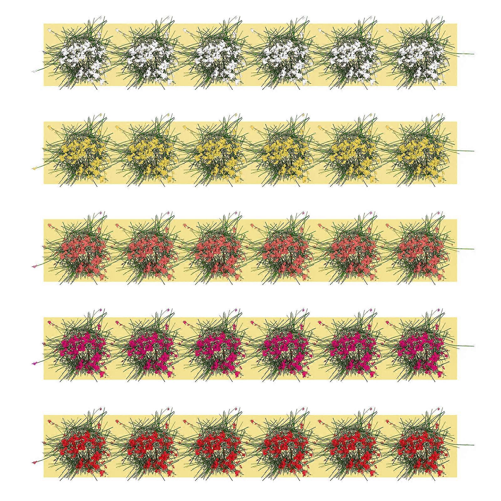 5pcs Microlandscape Mini Flower Clusters Static Scenery Models DIY Miniature Grass Clusters