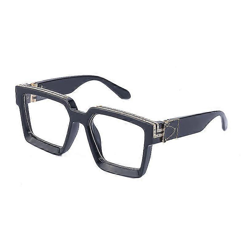 새로운 다이아몬드는 큰 두꺼운 프레임 사각형 선글라스 여성 황금 사슬 백만장 자 선글라스 남성 음영 uv400 안경