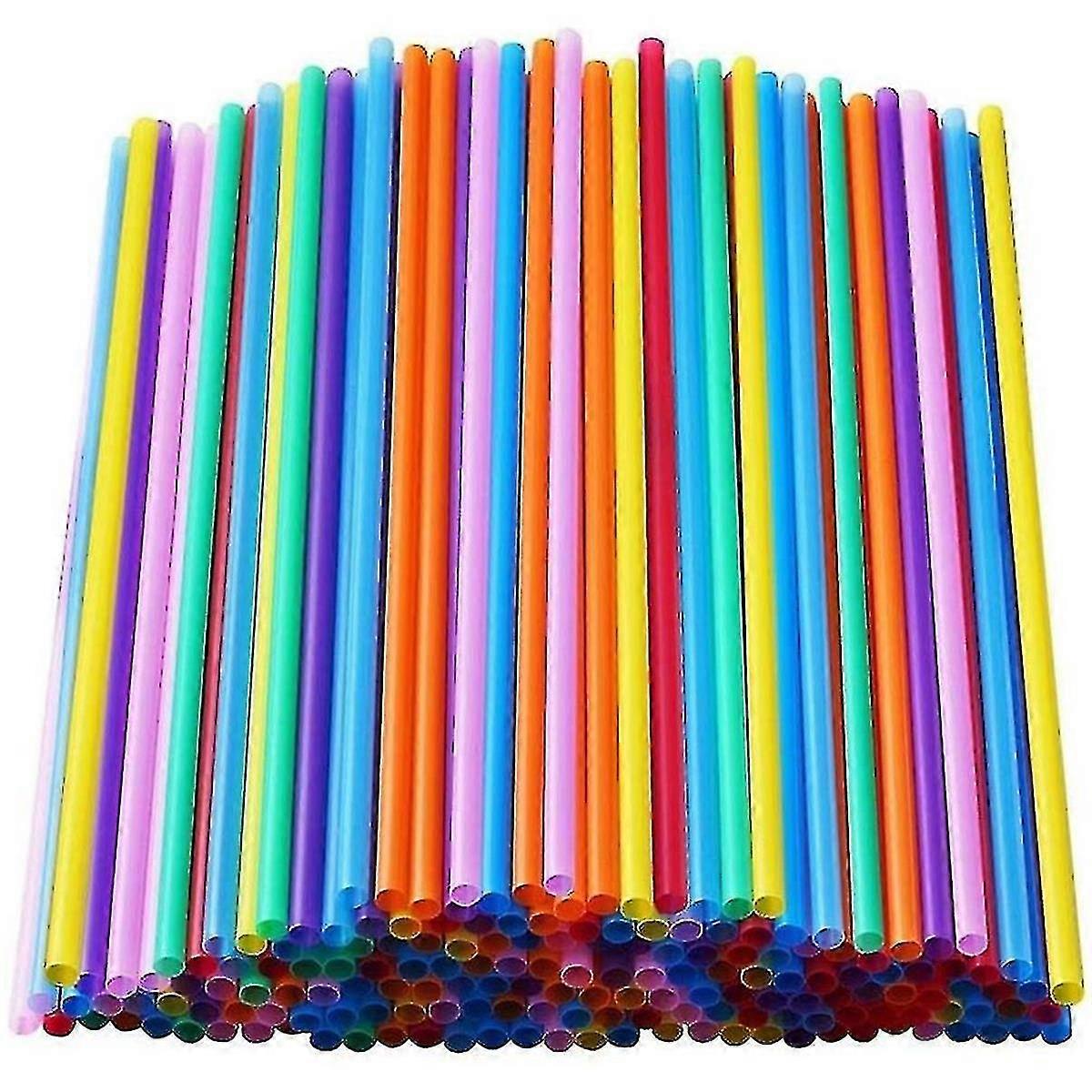 100 Pcs Colorful Plastic Long Disposable Drinking Straws