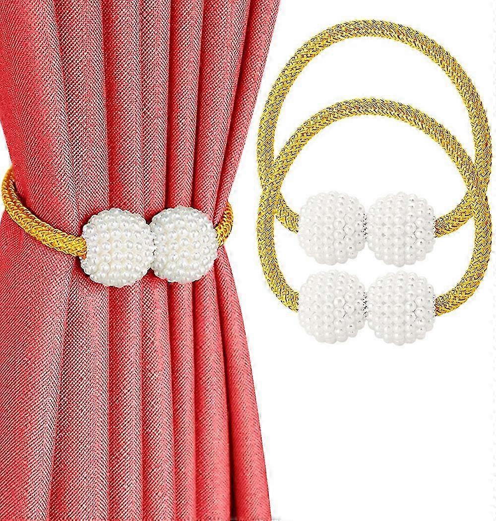 Magnetic Curtain Tiebacks with Elegant Pearl Holdbacks for Windows