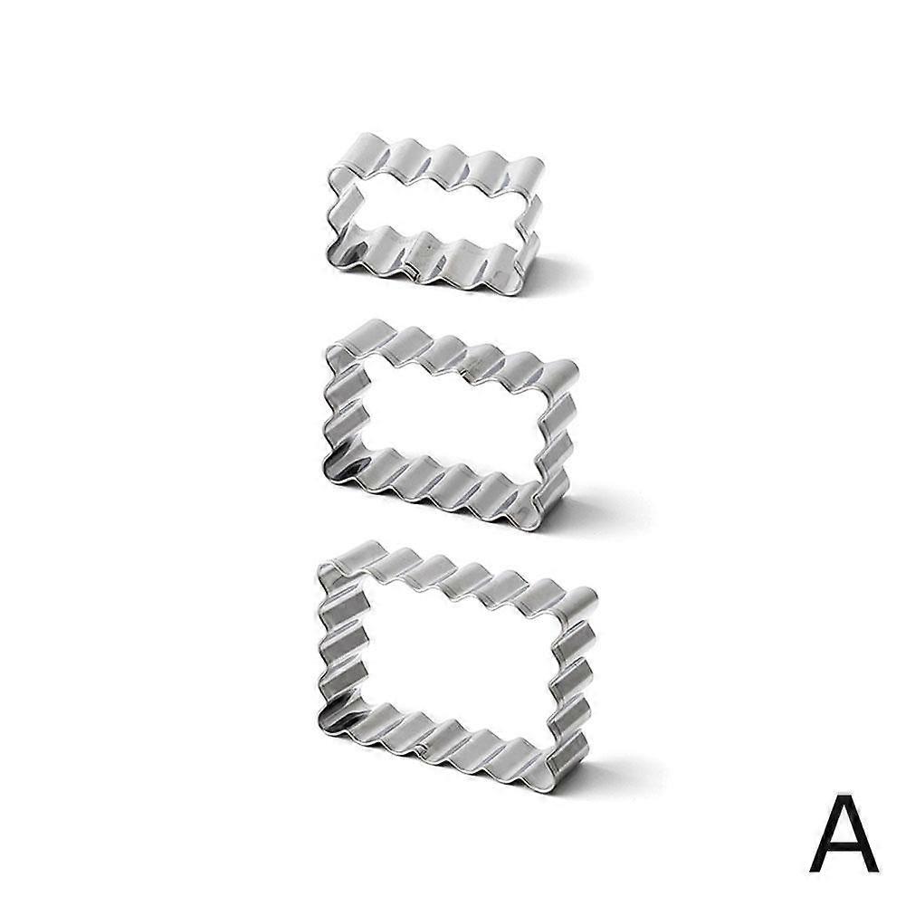 3pcs Square Cookie Cutter Stainless Steel Rectangle Biscuit Molds