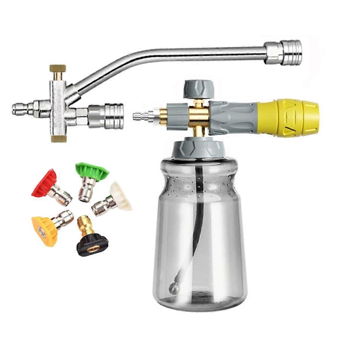 Foam-Cannon with 5 Pressure Washer Sprayer Nozzles, Foam-Cannon Dual Connector Accessory,1/4 Inch Q