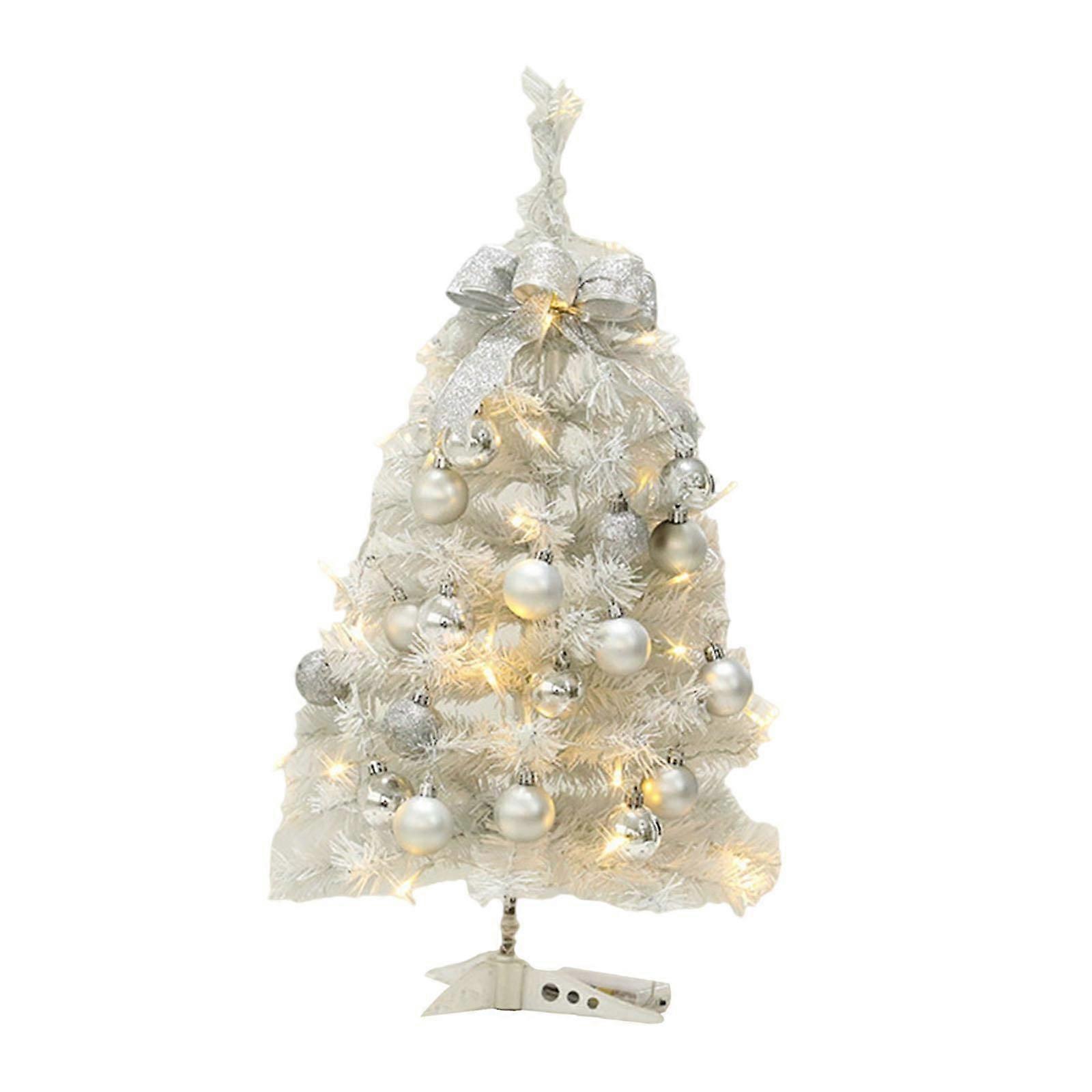 LED Lighted Tabletop Artificial Christmas Tree with Bow for Holiday Home Bar 45 cm