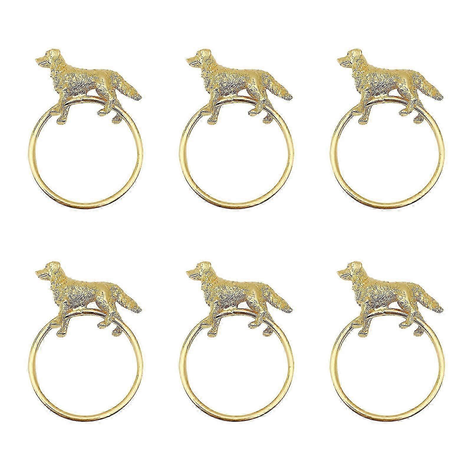 6pcs/set Cute Dog Shape Napkin Ring Creative Exquisite Alloy Visual Effect Napkin Holder For Kitchen