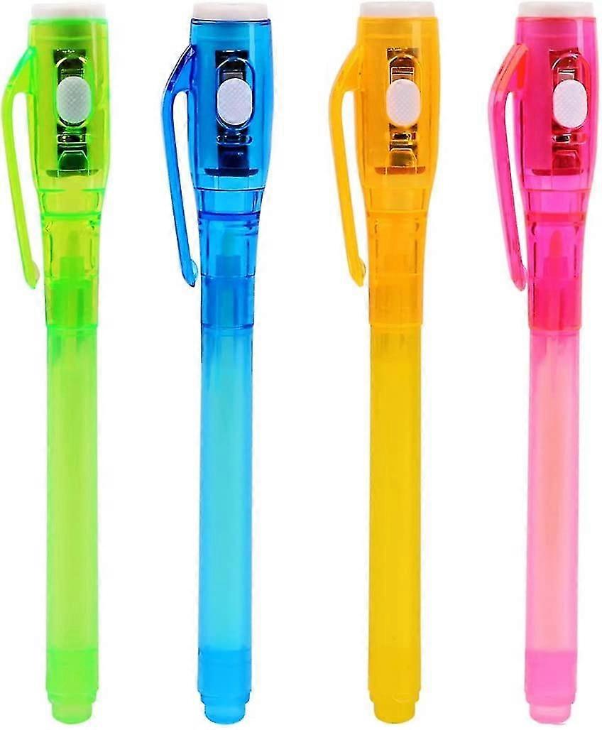 4 Packs Of Disappearing Led Purple Light Pull-key Highlighter Pens