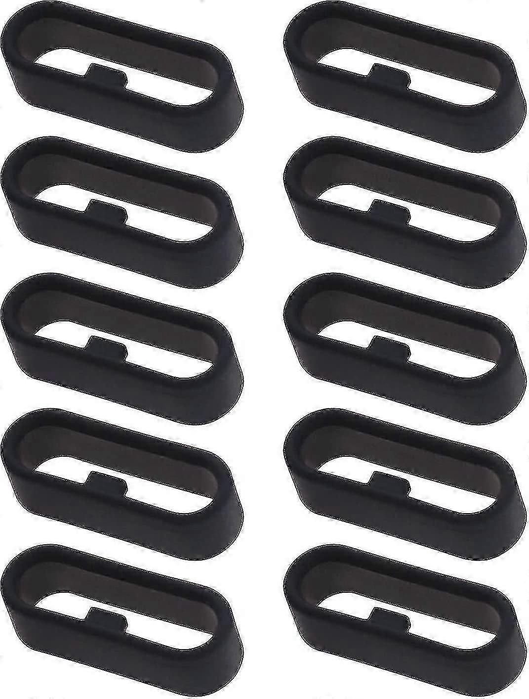 10pcs Wristwatch Strap Loop, compatible con Garmin Vivoactive 3 Music Secure Silicone Ring - (negro)