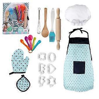 19PCS Kids Chef Costume Set with Apron & Cooking Accessories - Fun Role Play for Young Chefs, Washable & Safe!