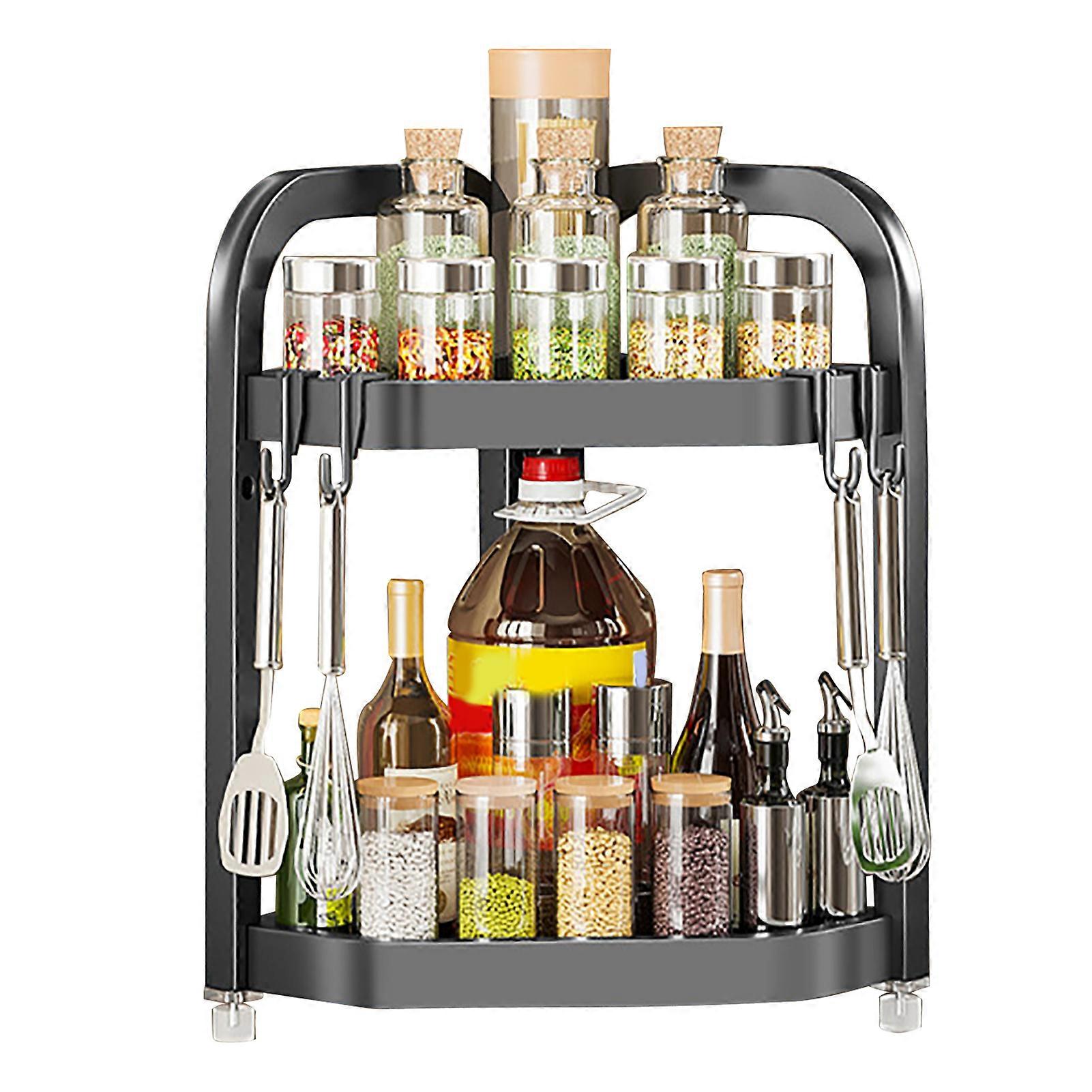 Wall Corner Storage Shelf 2 Tier Space Saving Versatile Durable Rugged Countertop Storage Rack for Kitchen