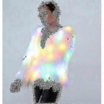 Cappotto di pelliccia a led per le donne arcobaleno scintillante Light Up Jacket bianco peloso Rave Costume L Walkbee