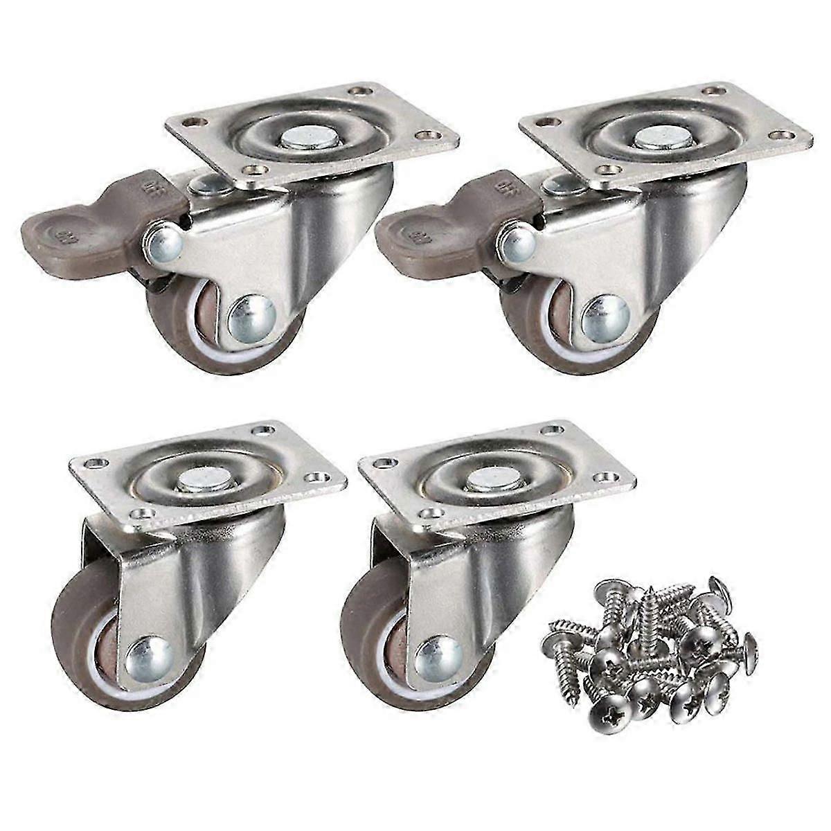 Soft Rubber Swivel Caster Wheels, 360 Rotation, 100lb Capacity