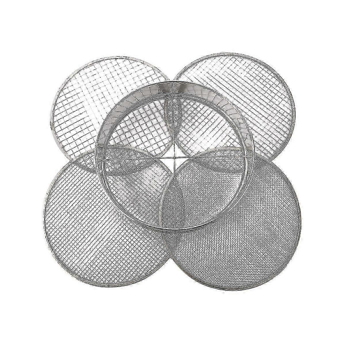 Garden Potting Mesh Sieve Sifting Pan - Stainless Steel Mix Soil Filter 4 Sieve Mesh Filter(1/8in,1