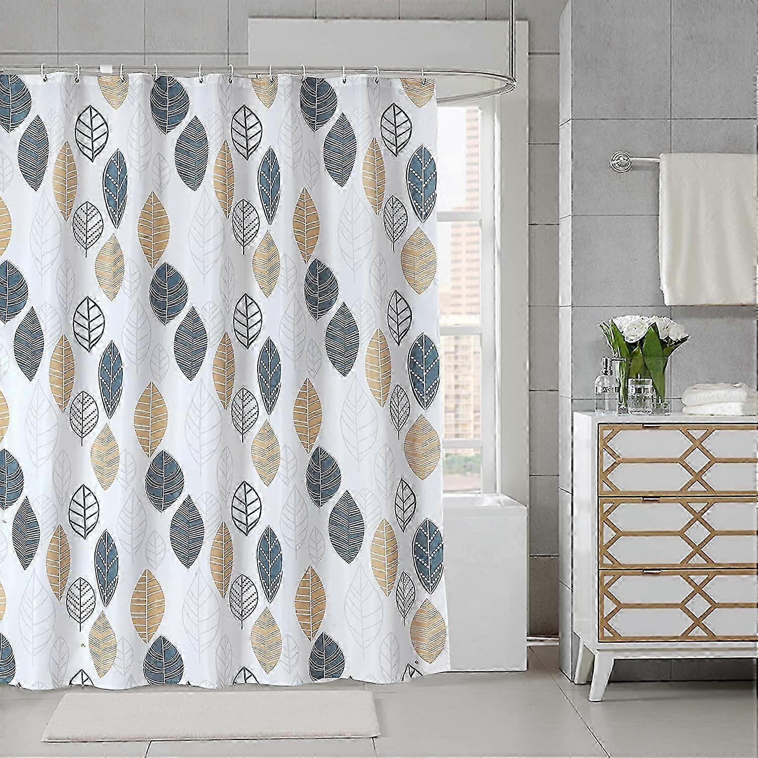 Shower Curtain in Waterproof Anti-Mildew Fabric with Hooks, Antibacterial, Machine Washable 180 x 200cm