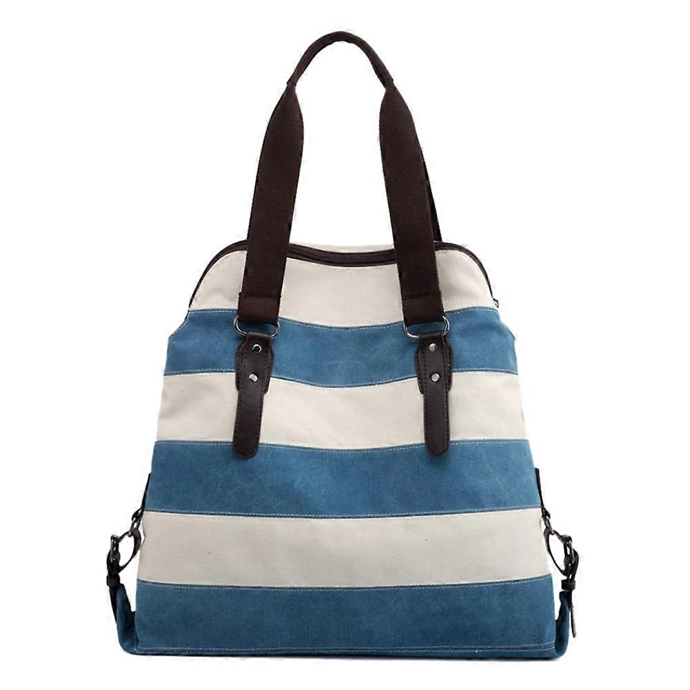 Women's Simple Stripe Pattern Canvas Shoulder Bag Handbag Tote Bag