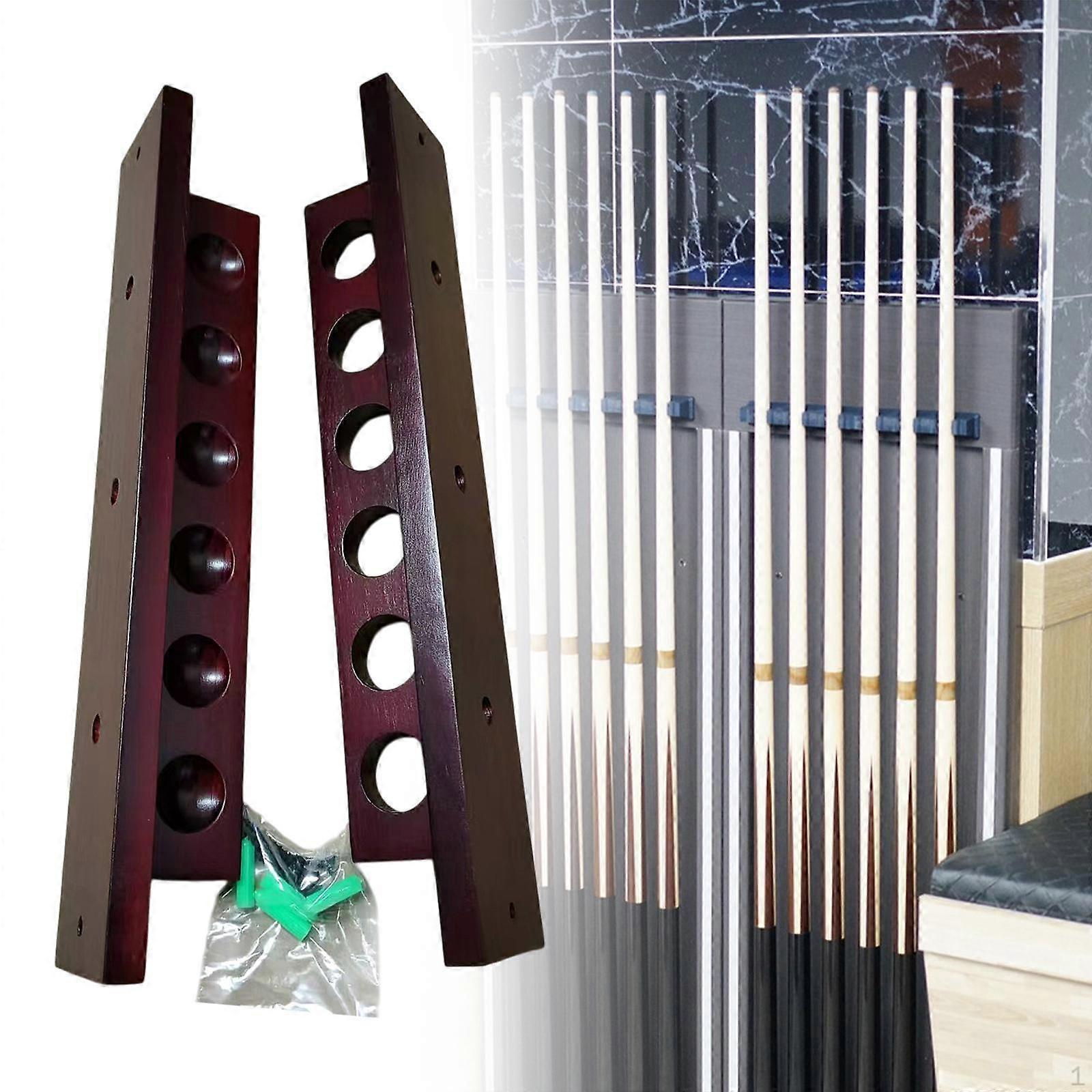 Billiard Cue Rack 6 Pool Wall Professional Mount Stick Holder