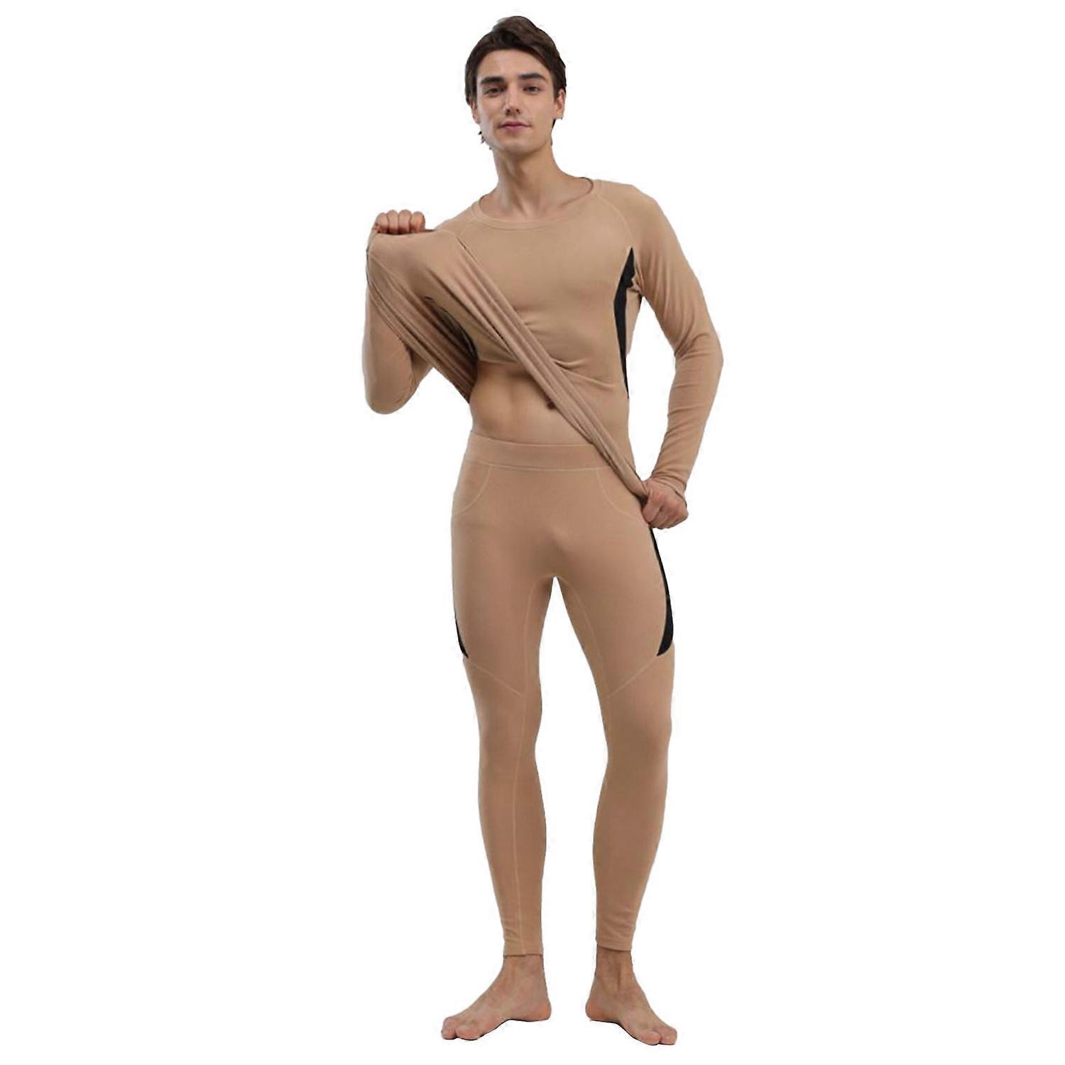Men Thermal Underwear Set Tight Fit Warm Long Johns Long Sleeve Shirts Thermal Base Layer Set for Co