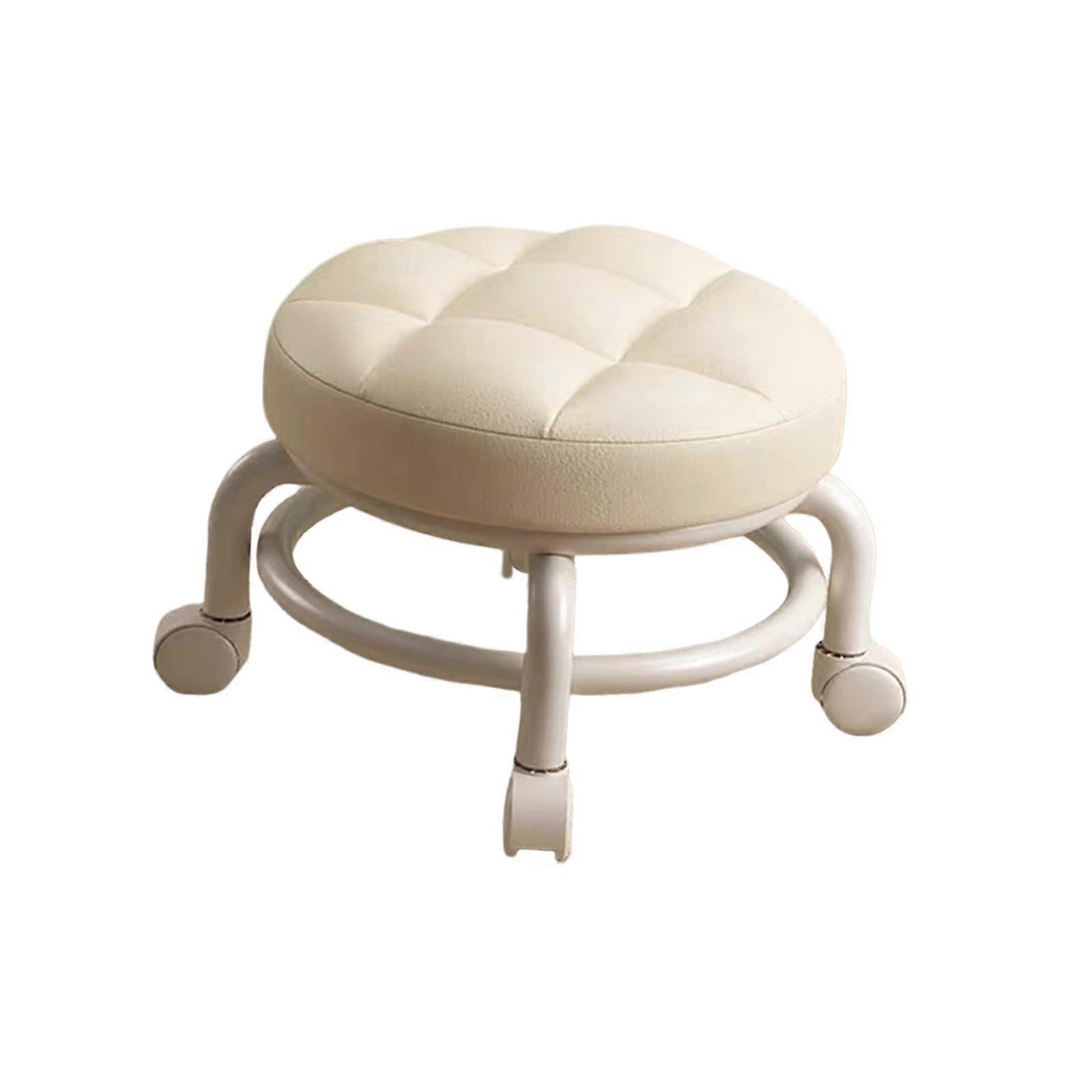 Roller Seat Sofa Tea Stool Portable 360 Degree Rotating Comfortable PU Leather