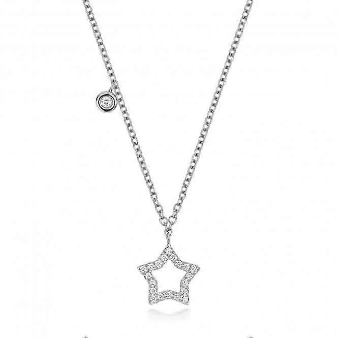 Diamond Jewellery 18ct White Gold Diamond Star Necklace NDQ138W