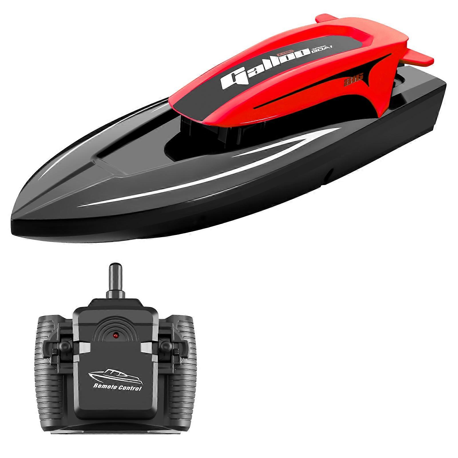 Remote Boat, 2.4G 20km/h High-speed Waterproof Remote Control Speed Boat with LED Lights Dual Motor