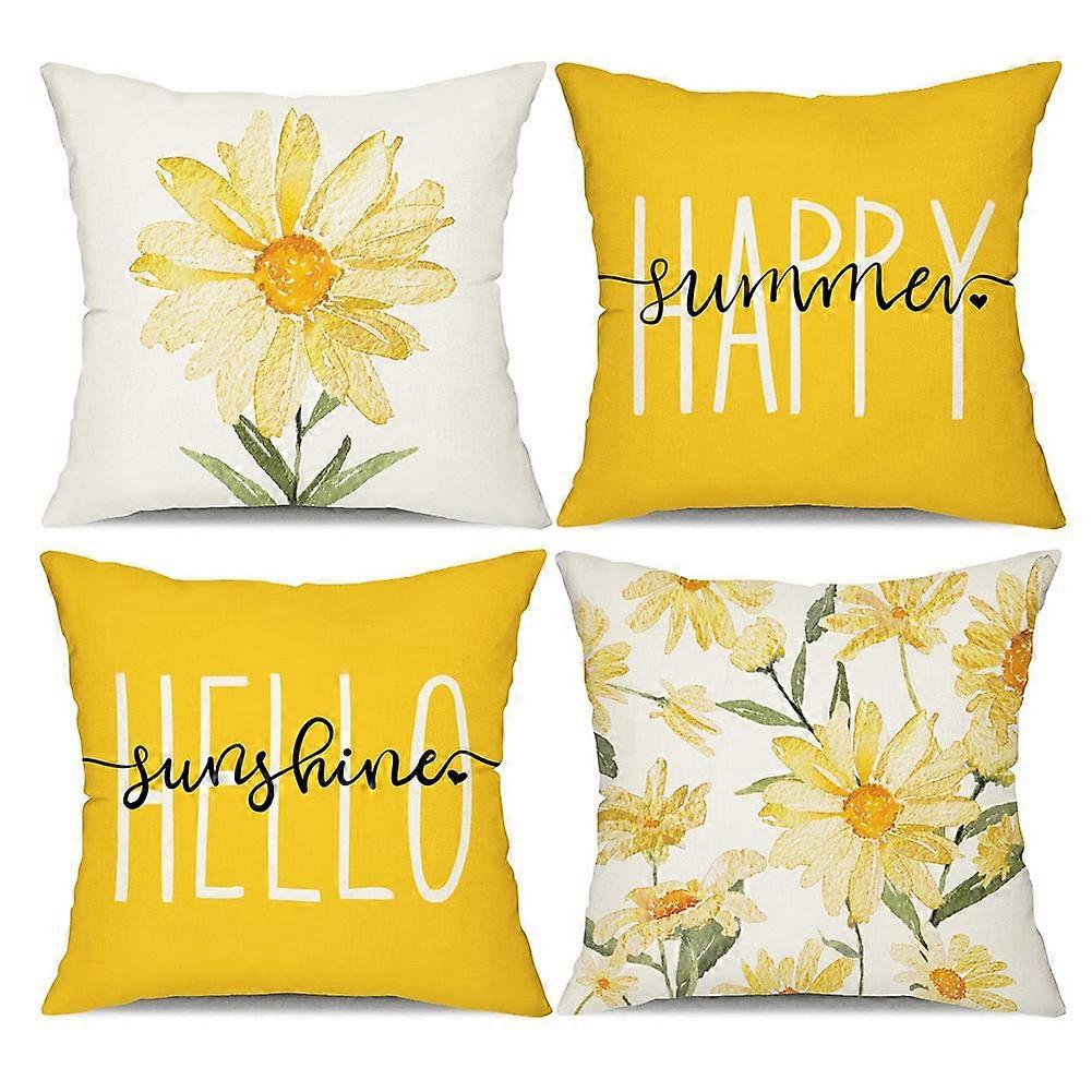 Summer Pillow Covers 18X18 Set of 4 Throw Pillows for Couch Decor
