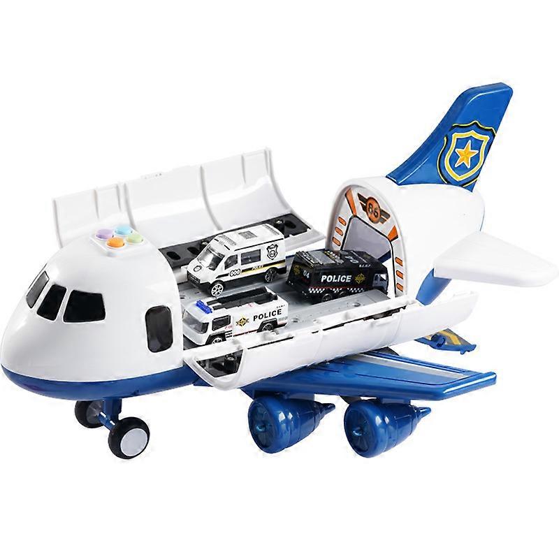 Children's Themed Airplane Model Lights and Sounds Functions Airplane Model Toy with 6pcs Alloy Car