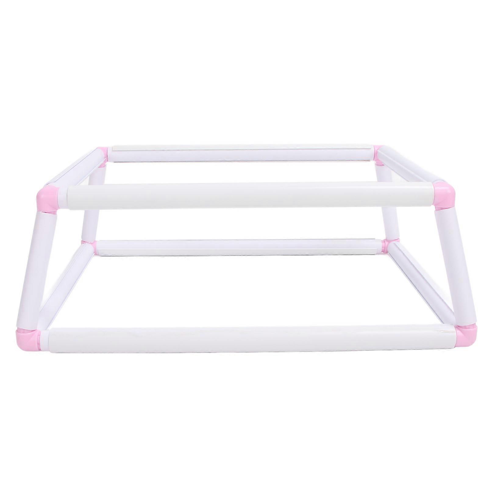 Double Layer Embroidery Frame Holder Clip On Cross Stitch Hoop Plastic Handheld Frame Rack for Needlework Pink Craft Tool