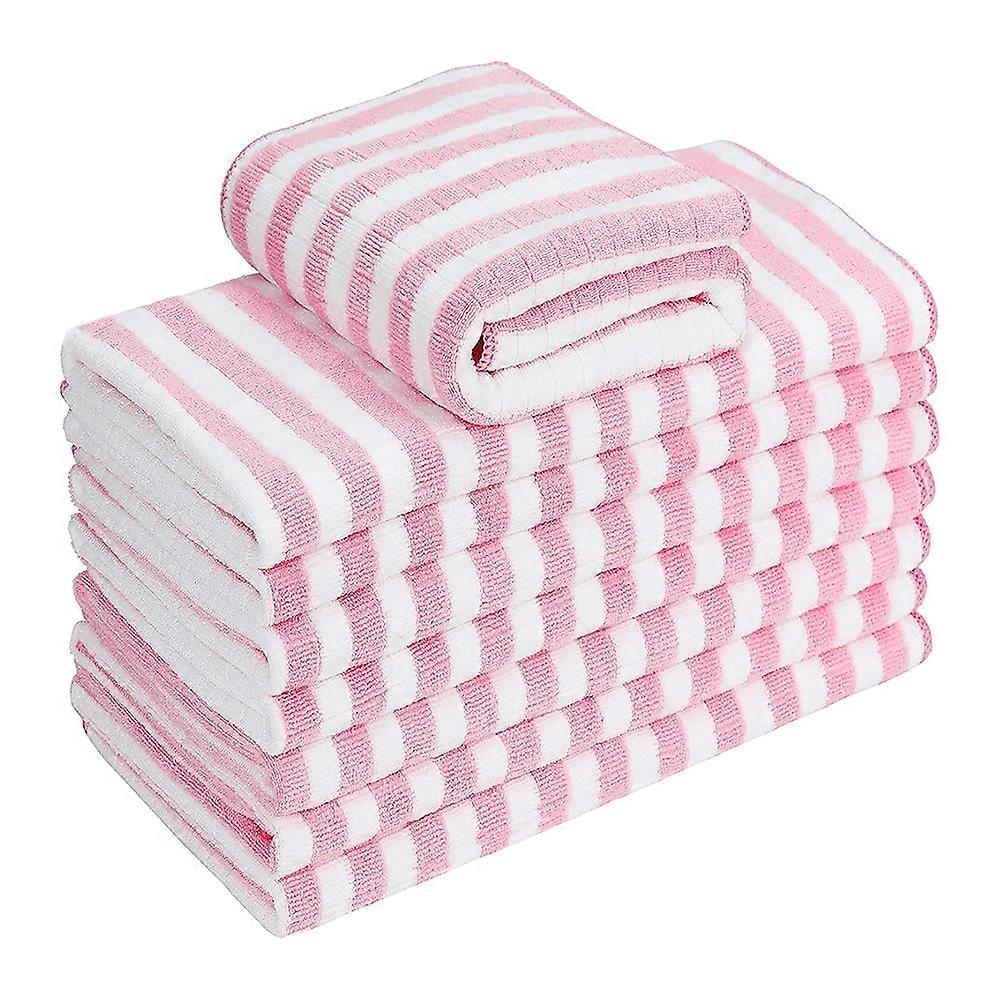 8pcs-microfiber cationic kitchen towel-pink plaid-45*66CM