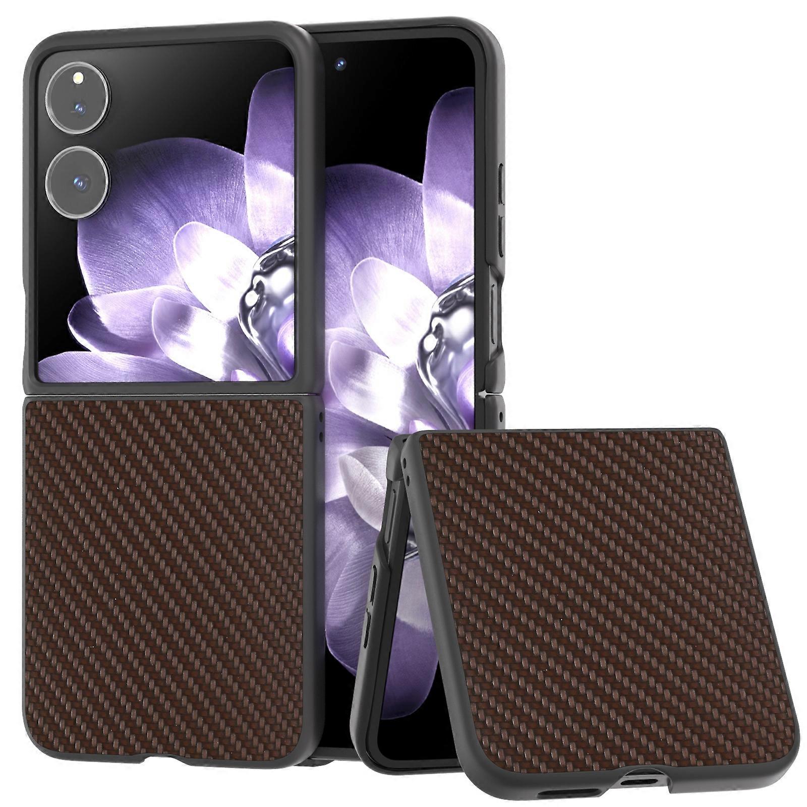 Black Frame Carbon Fiber Texture PU Phone Case