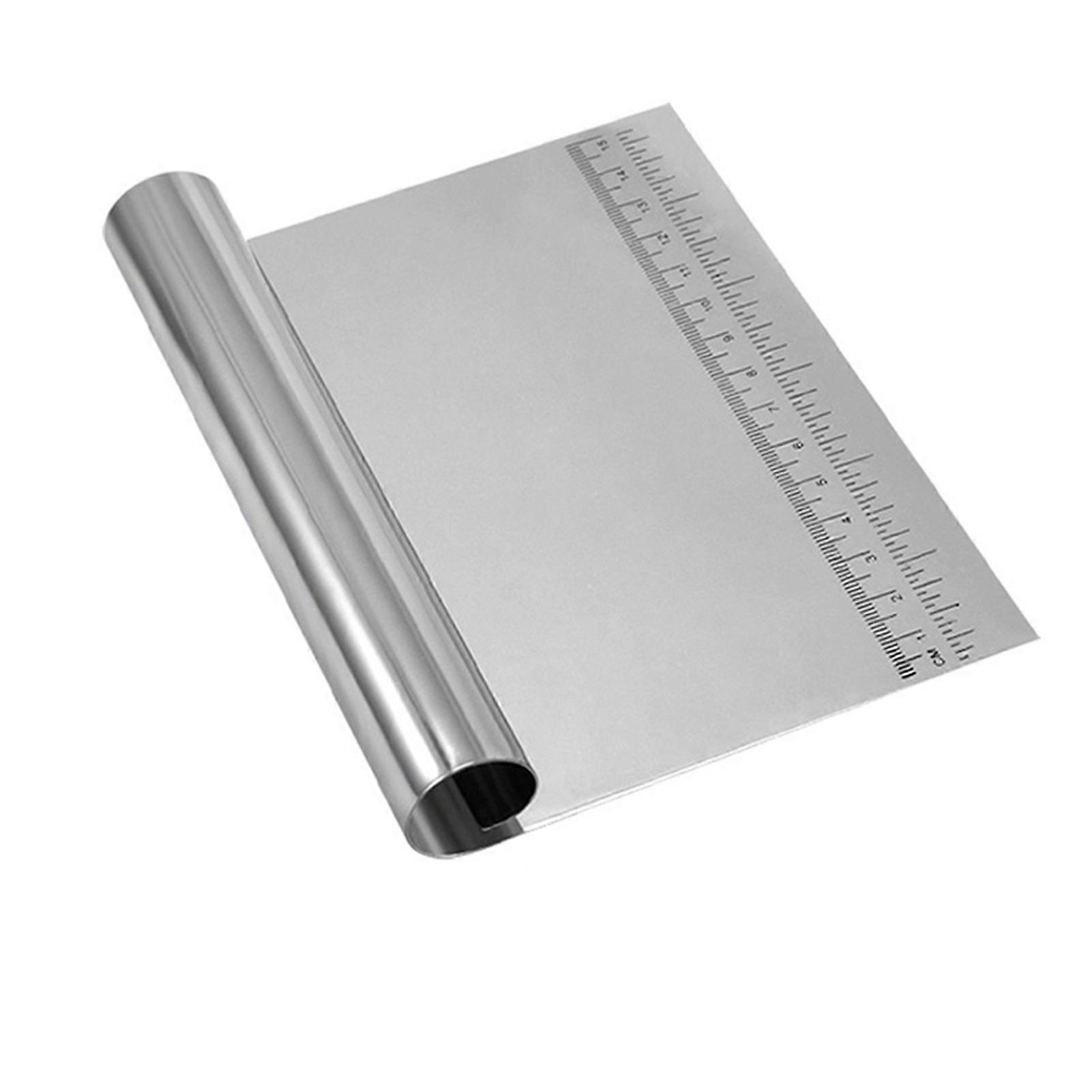 Stainless Steel Food Scraper with Measuring Scale Multipurpose Kitchen Gadget for Dough Cake Pizza