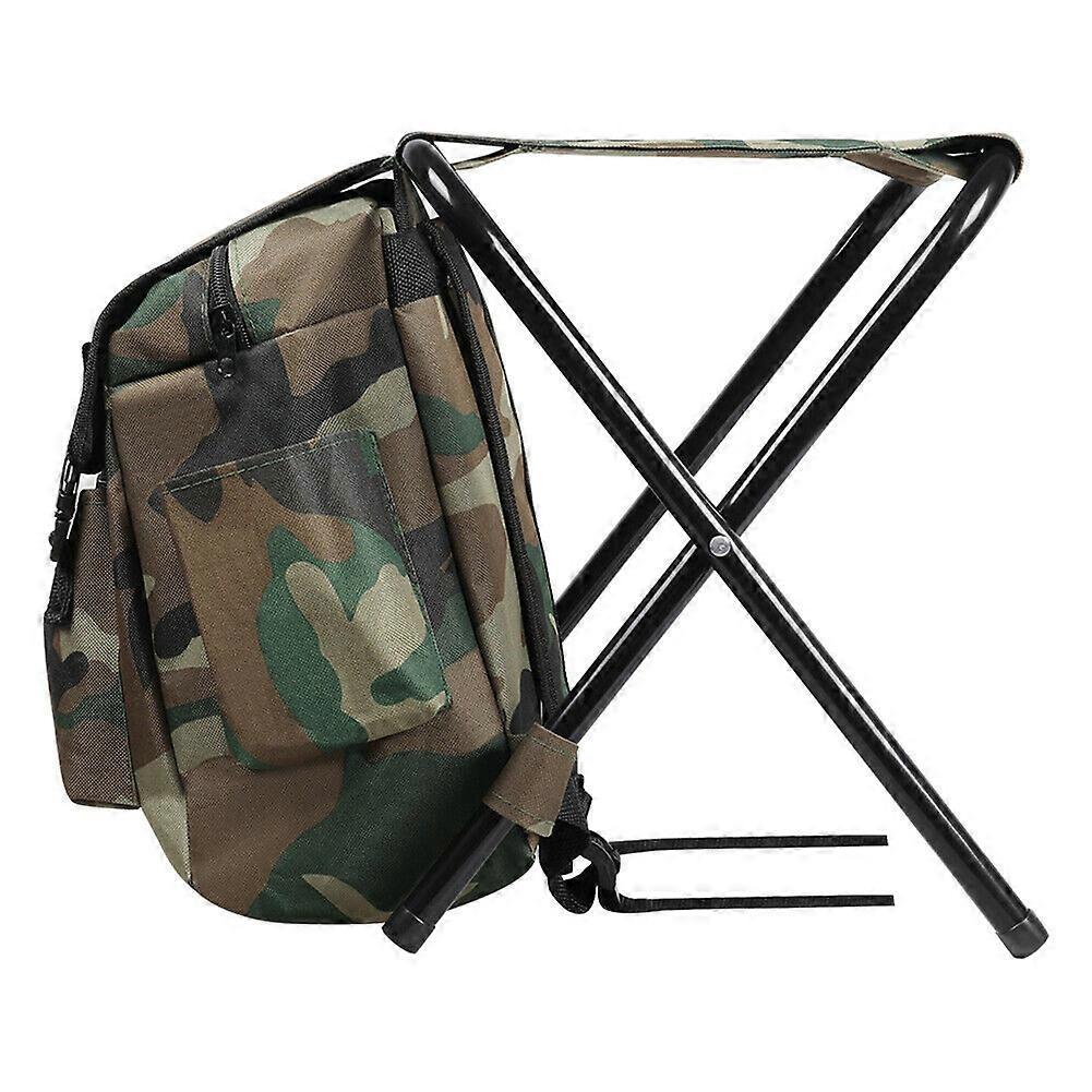 Multi-Function Portable Folding Chair Camouflage Backpack Camping Fishing Stool Outdoor