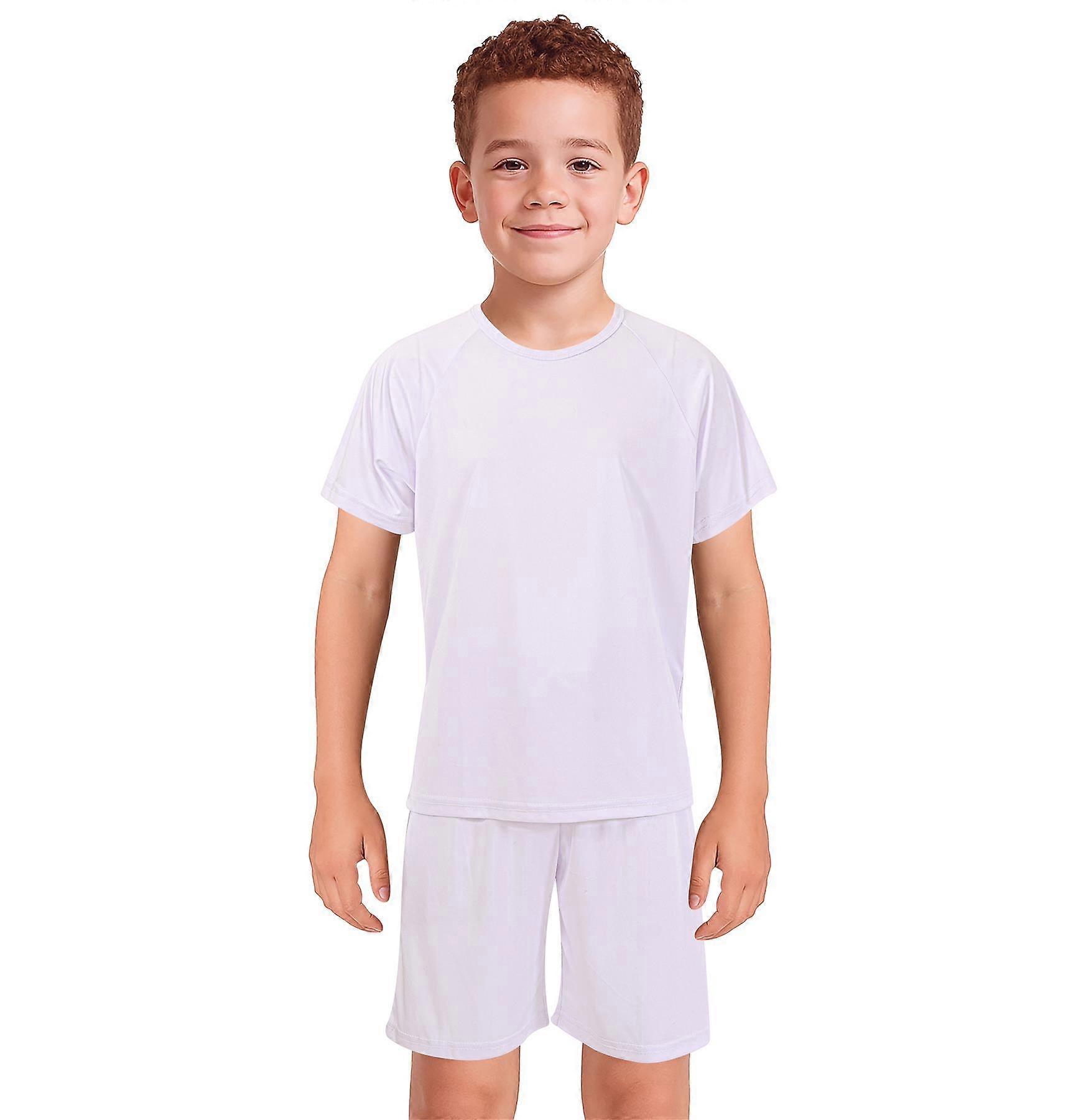 Kids Girls Boys Football Kit T Shirt Shorts PE Athletic Sportswear Outfit Set