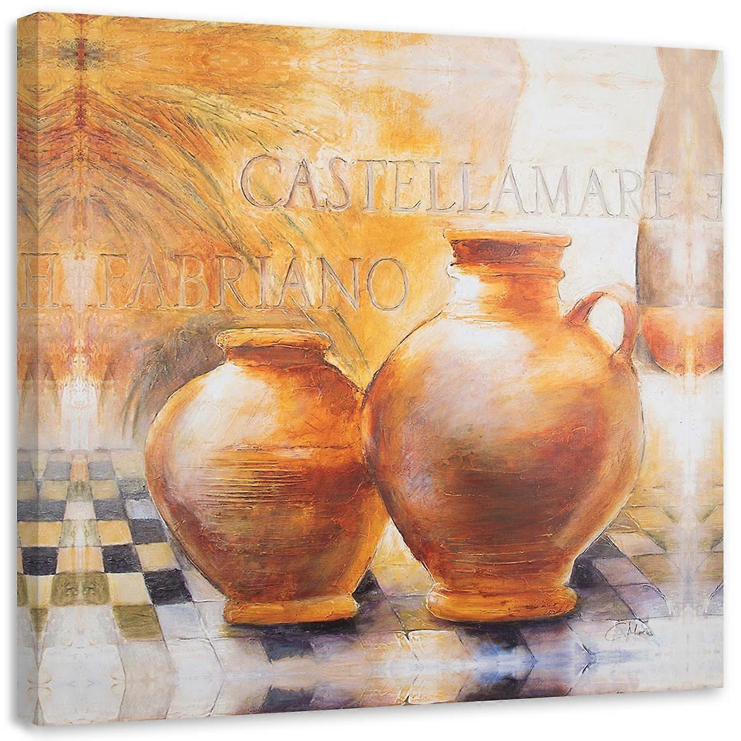 Lienzo, Dos jarras naranjas - 40x40