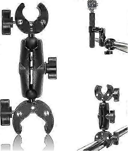 360 Rotatable Tripod Clamp Holder with Dual Camera Super Clamp for Reflectors Umbrellas Motorcycles and Bicycles