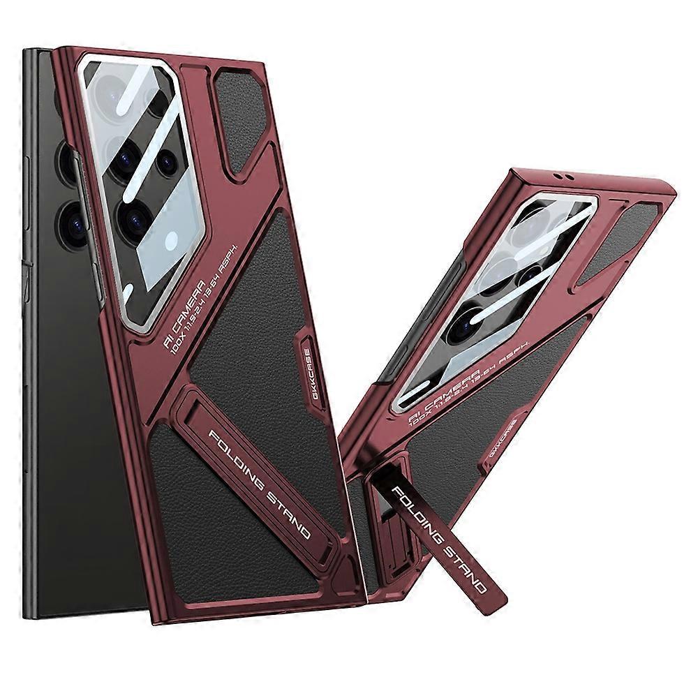 GKK For Samsung Galaxy S23 Ultra Case Shockproof PC+PU Phone Cover with Kickstand Mecha Style