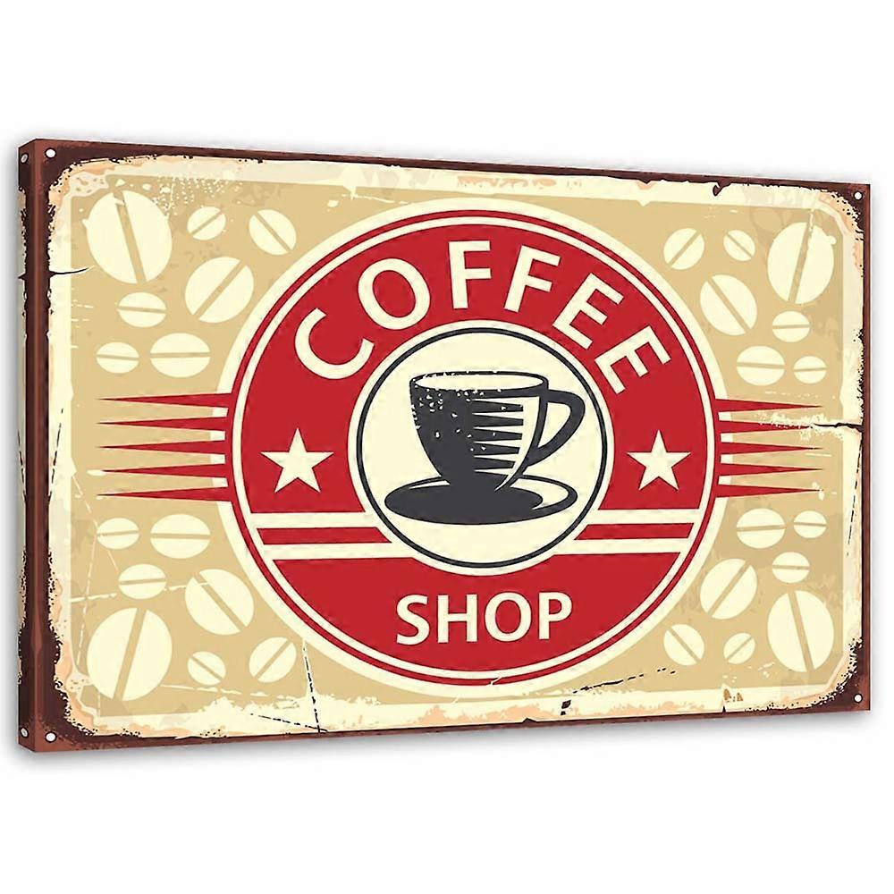 Leinwandbild, Retro-Schild mit Kaffee - 60x40