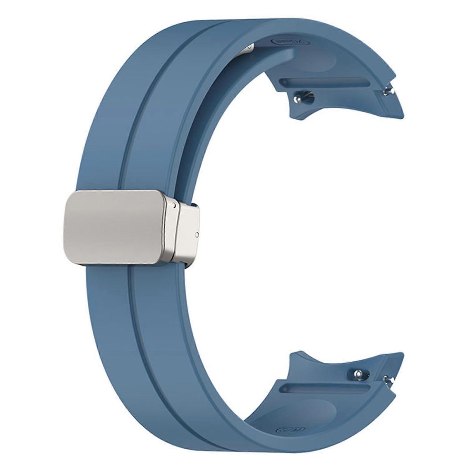 Watch Strap Silicone Watch Band for Samsung Galaxy Watch5 Pro Folding Buckle Watch Replacement Accessories (Senior Blue)