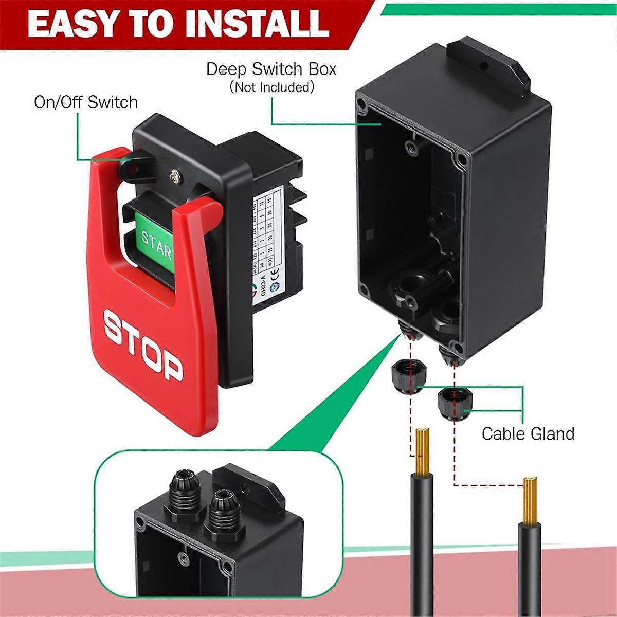 110/220V Single Phase on/Off Switch,Safety Power Switch with Large Stop ...