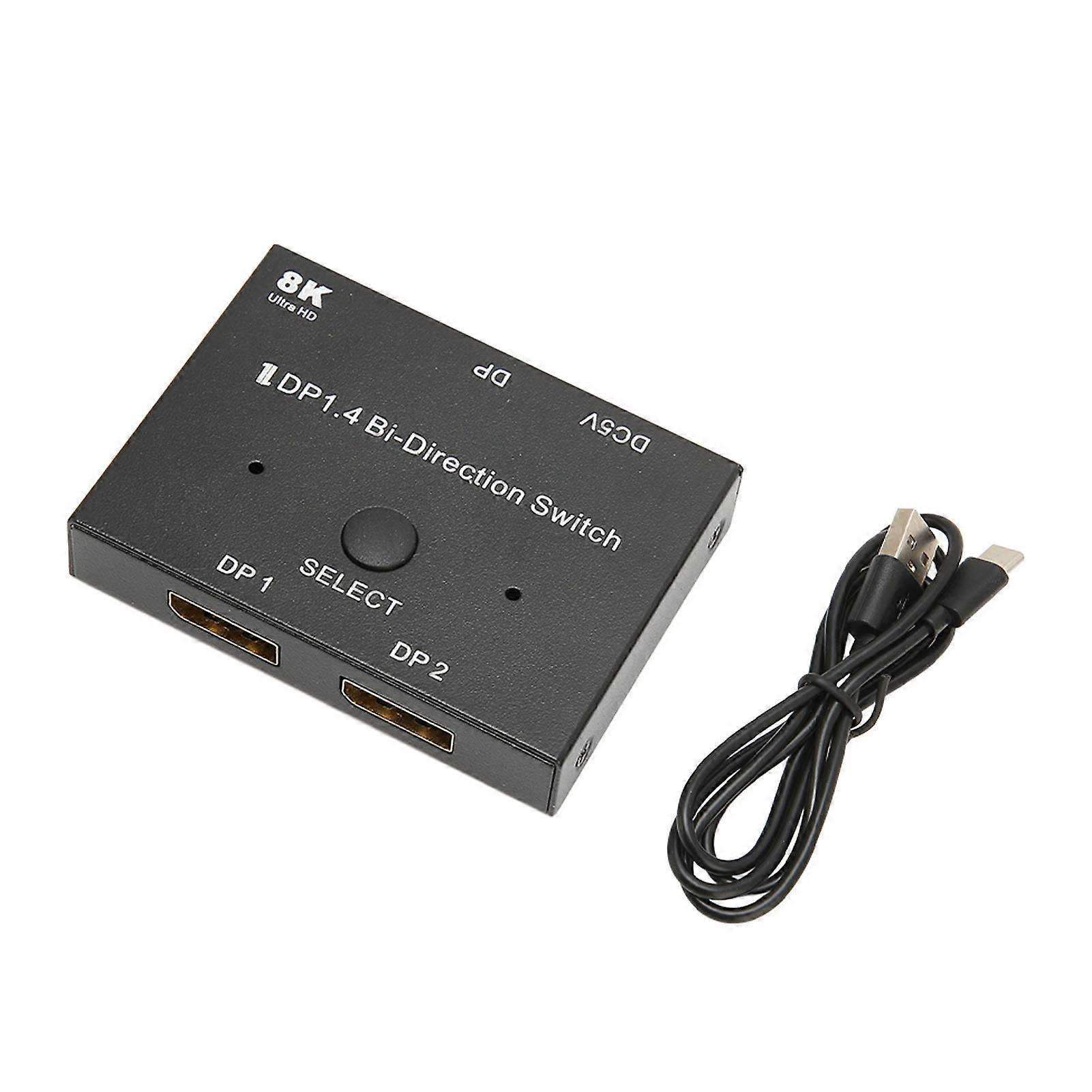1.4 8K 60Hz 1 in 2 and 2 in 1 Bidirectional Displayport Switch Splitter for Projector TV Monitor