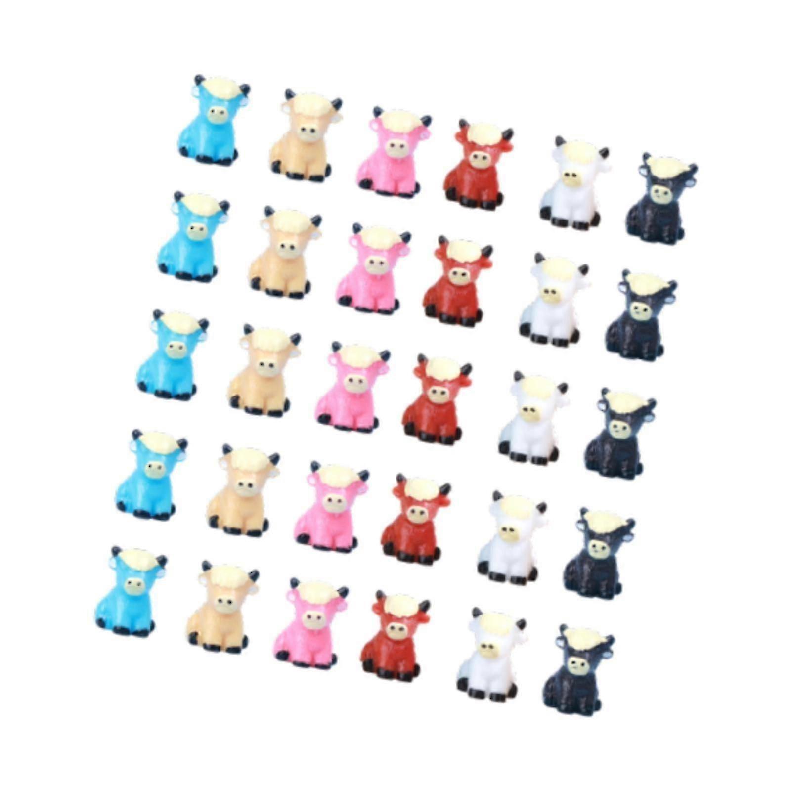 30Pcs Miniature Cattle Cows Set Resin Cows Sculpture for Party Accessories Multicolor