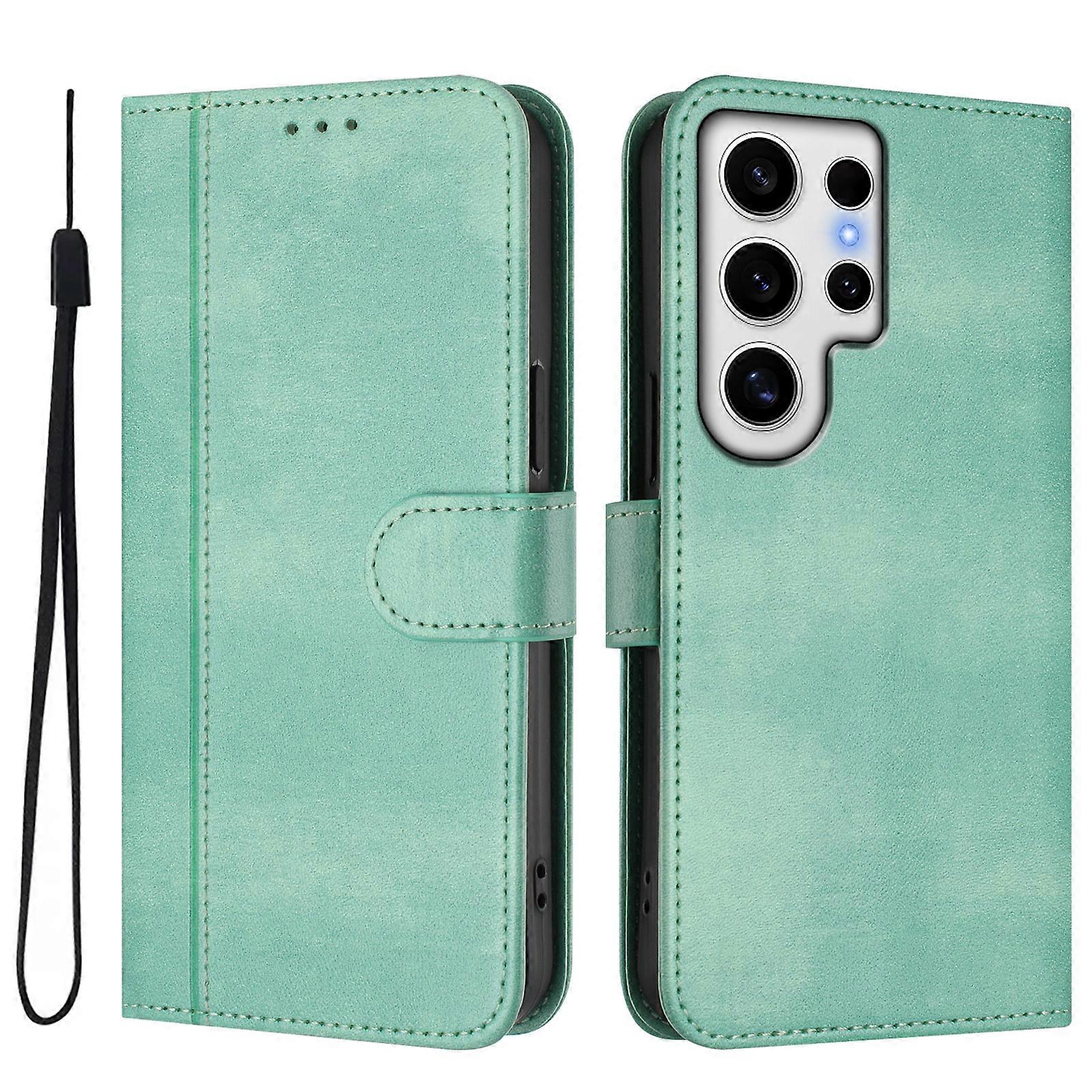 תואם עבור Samsung Galaxy S24 Ultra כיסויים מעמד ארנק רטרו מרקם עור כיסוי טלפון עם שרוך