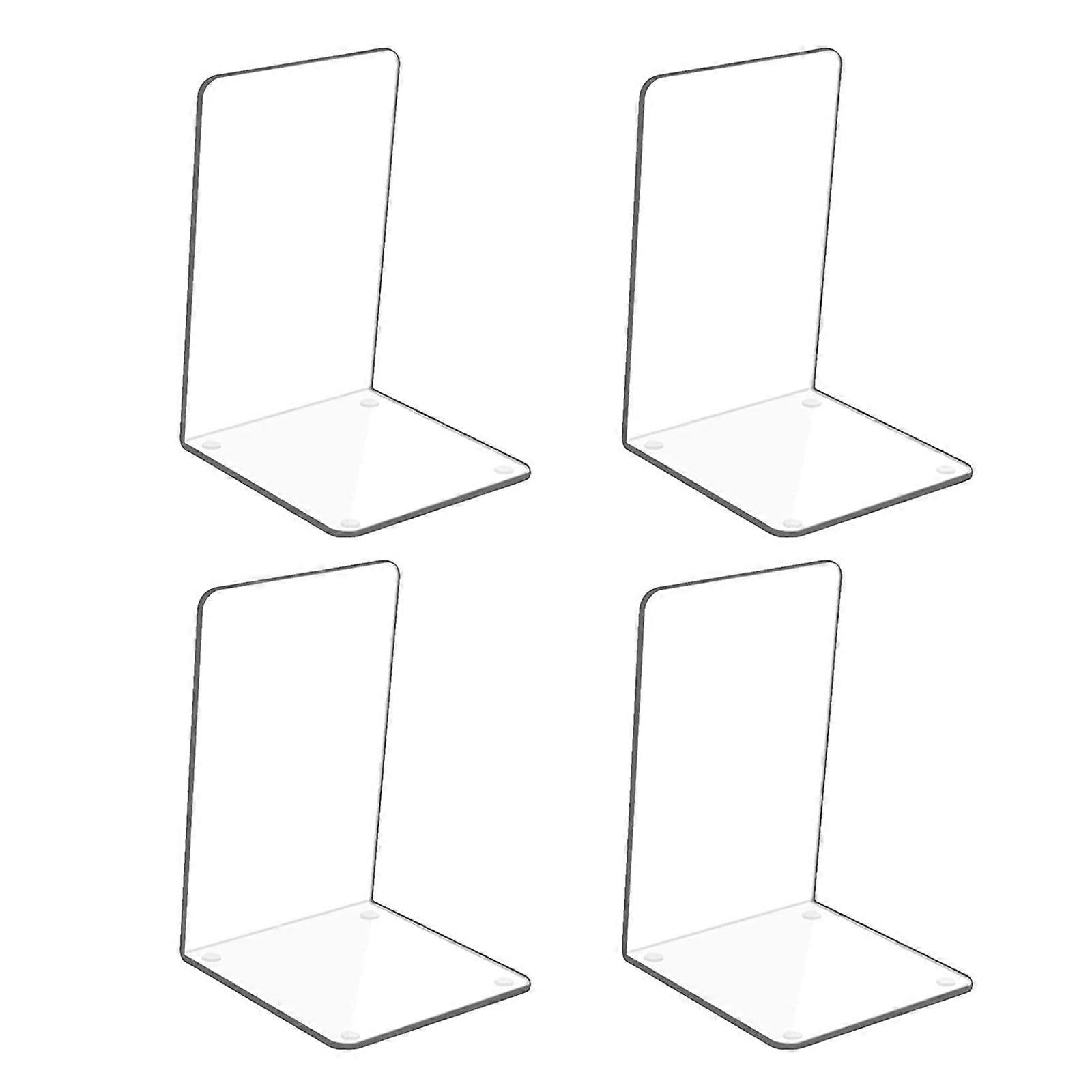 Set Of 4 Clear Acrylic Bookend For Shelves Decorative Book Stoppers Bood End Magazine Stand for Books Magazines File