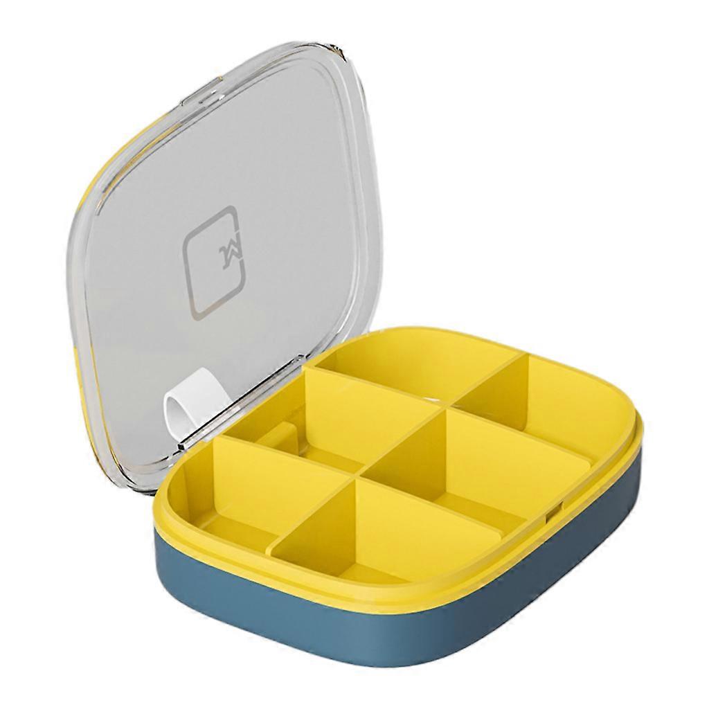 for Pill Storage Box with Sealing Silicone Strip Water and Moisture Proof Small Size Large Capacity with Transparent Lid  Yellow blue